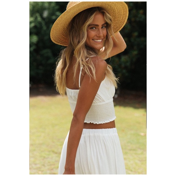 SOLD OUT CLEARANCE Boho Cropped Button Up Smocked Cami Tank Top - Picture 3 of 5